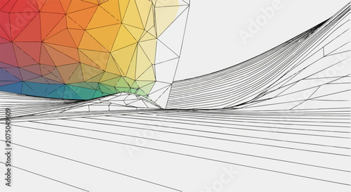 Abstract digital artwork featuring geometric shapes and colorful gradients.