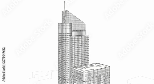 Architectural Illustration of a Modern Skyscraper Building Structure.