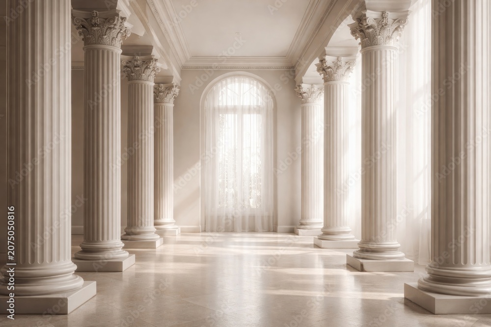 Naklejka premium Elegant classical architecture with columns.