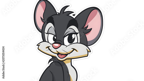Cute Cartoon Mouse Character with Big Ears and Friendly Smile, Isolated on White Background for Kids, Animation, and Entertainment Designs