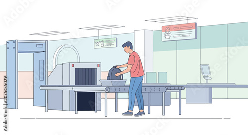 Airport Security Scanner, Passenger Bagging Item for X-ray Check