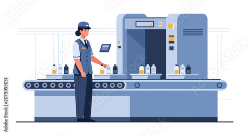 Airport Security Scanner, Passenger Screening, X-ray Machine, Liquids Control
