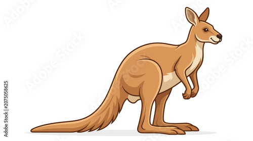 Картината върху платно An illustration of a kangaroo standing on a plain background with its tail stretched out