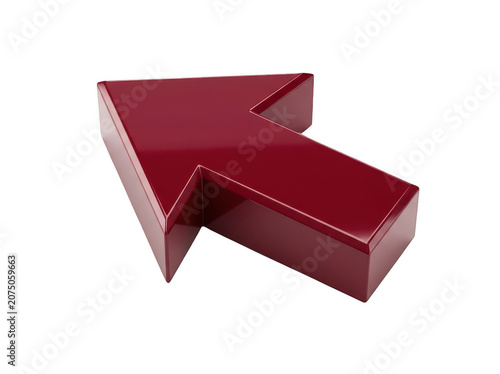 Red Glossy Arrow Shape Pointing Up and Left