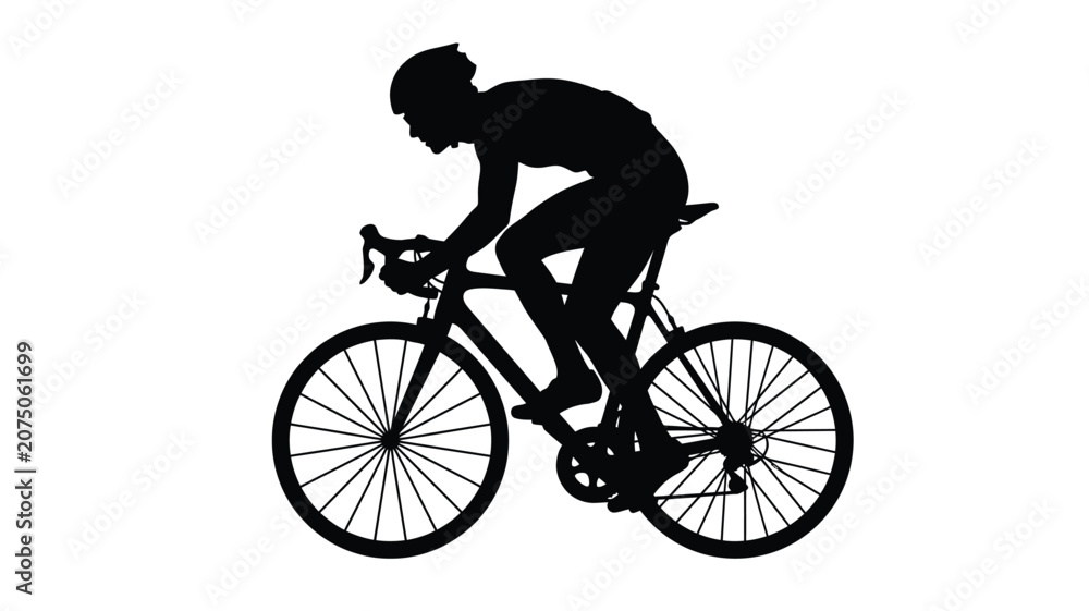 Naklejka premium Cyclist Riding Road Bike In Dynamic Silhouette