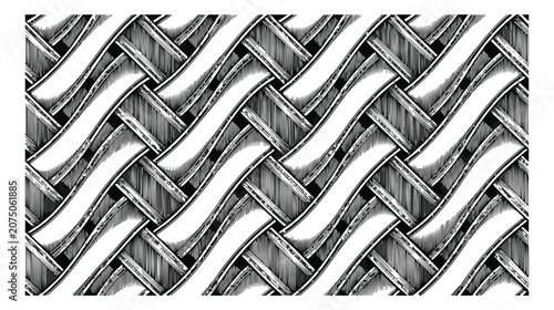 Fotografía Vintage engraved weave pattern vector, hand drawn wicker texture background, mon