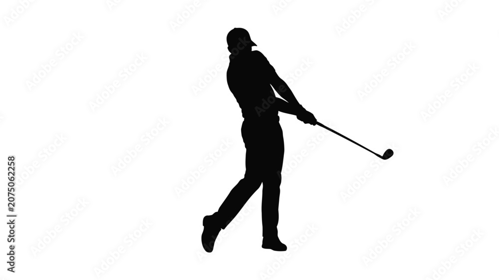 Fototapeta premium Golfer swinging golf club in motion black silhouette