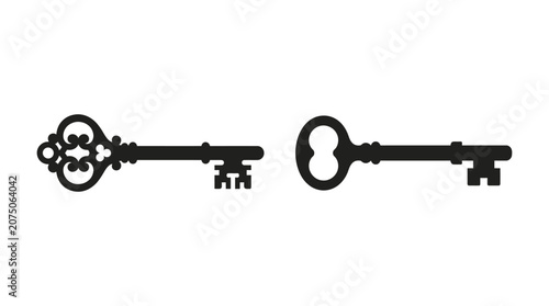 Canvastavla Two antique keys in black silhouette key