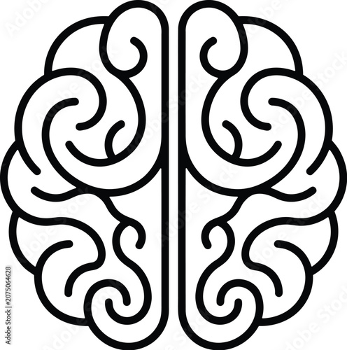 Stylized brain outline icon with swirling patterns for creative and educational use