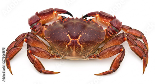 Realistic Brown Crab Isolated on White Background with Detailed Claws