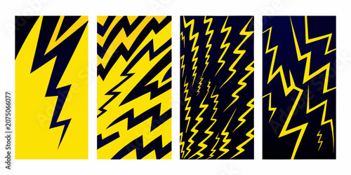 Foto Lightning bolt pattern on yellow and dark backgrounds vector illustration
