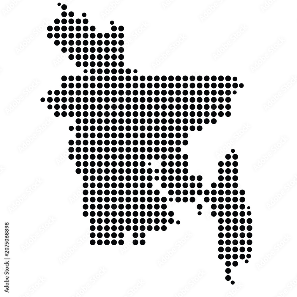 Obraz premium Bangladesh MAP BLACK AND WHITE CIRCLED dramy Map