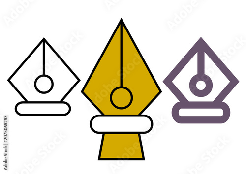 Quadro su tela pen nib icon set vector illustration editable outline design