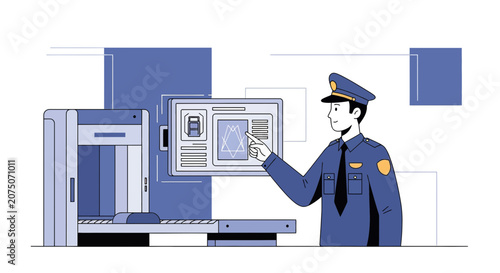 Security guard uses scanner technology for surveillance and screening