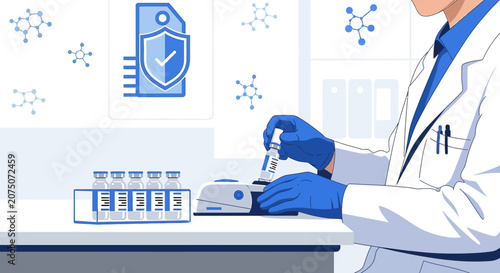 Scientist Preparing Vaccine Vial in Laboratory