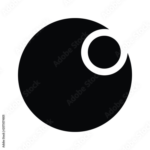 Circular eclipse or orb silhouette icon for space technology and abstract graphic design