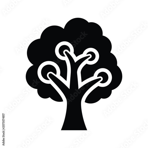 Stylized deciduous tree silhouette icon for forestry and nature conservation graphic design