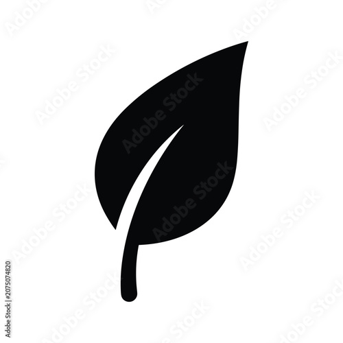 Single organic leaf silhouette icon for environmental and nature themed graphic design branding