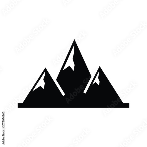 Mountain range silhouette icon for outdoor adventure and travel industry graphic design projects