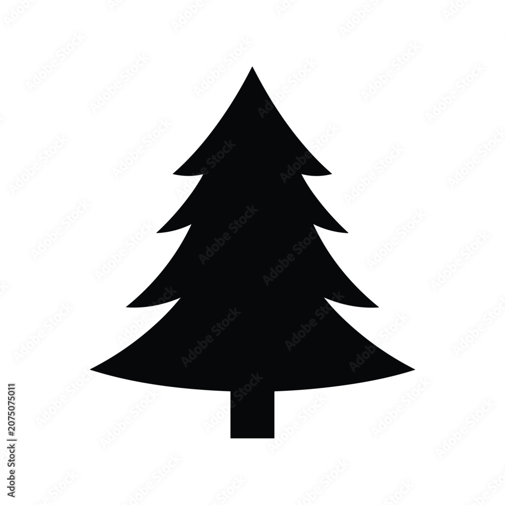 Obraz premium Classic pine tree silhouette icon for nature and environmental projects on white background