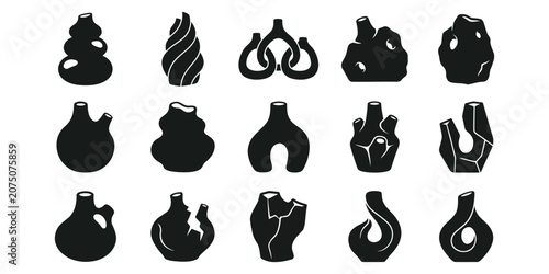 Photos Black Silhouette Collection of Glass Bottles.