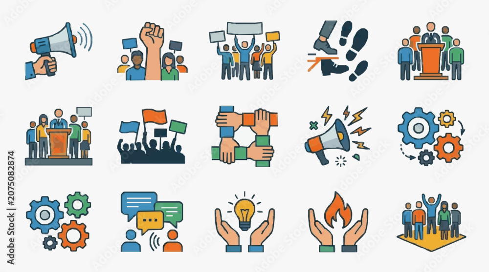 Fototapeta premium Team Motivation and Collaboration Icons.