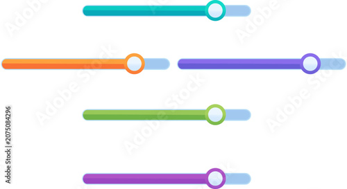 Colorful UI slider bars set, modern web progress bar vector elements