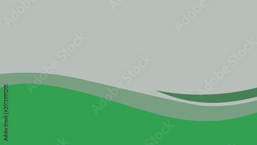 Tableau sur toile Abstract green wave vector background with smooth gradient curves and light gray