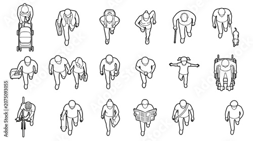 Top View Human Entourage CAD Block Collection for Architectural Floor Planning