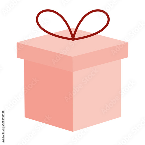 Gift box, pink present, wrapped box, ribbon bow, vector icon