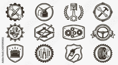 Bild auf Leinwand Industrial Symbols and Emblems Collection.
