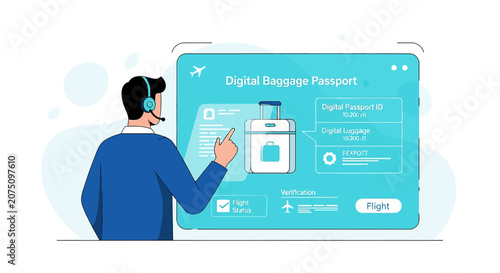 Digital Baggage Passport App Concept: Travel Technology, Luggage Tracking