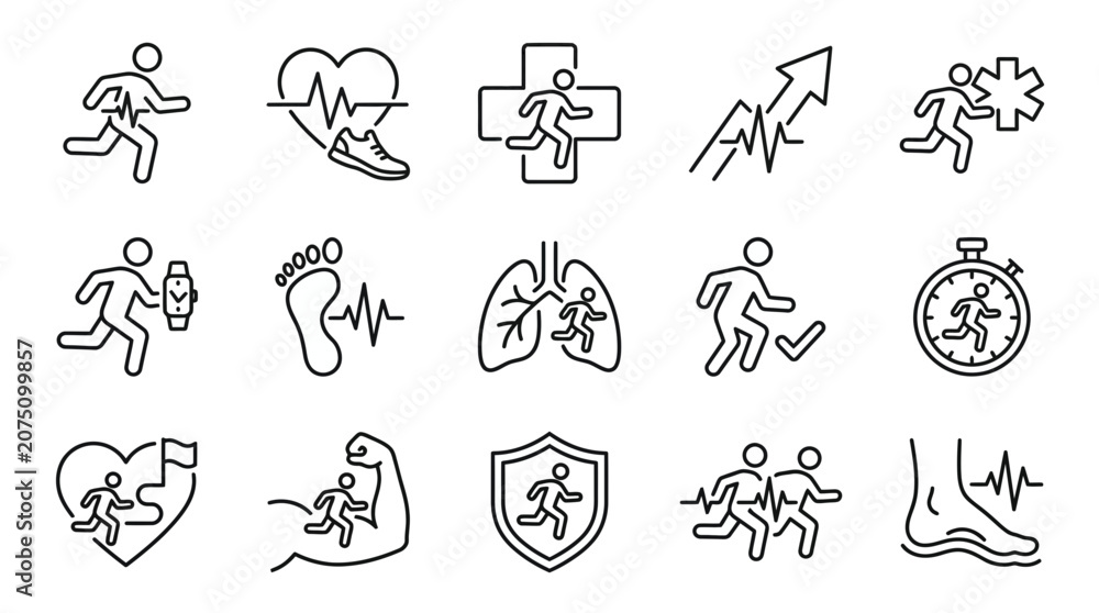 Fototapeta premium Medical Health Fitness Icons Set.