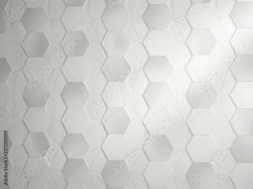 Abstract white 3d hexagonal wall pattern