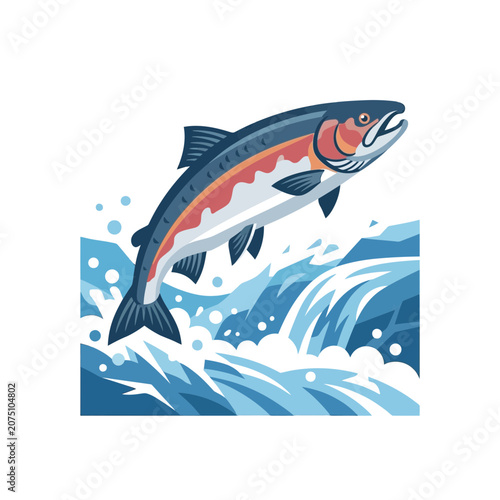 Tableau sur toile Salmon Leaping Upstream Through Rushing Water