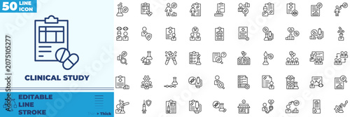 Foto Clinical Study Editable Icons set, Line icons vector collection