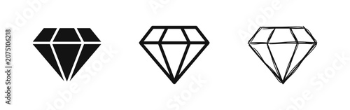 Fotografie Diamond gemstone jewelry icon set