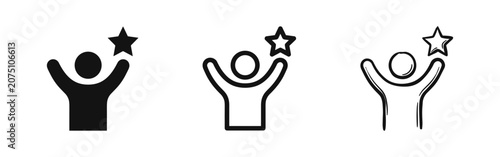 Canvastavla Success achievement icons set with human figure and star