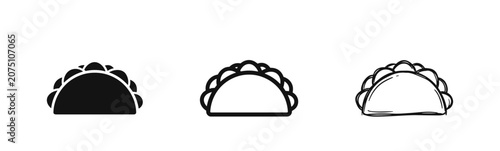 Quadro su tela Empanada or Pastry Icon Set in Glyph, Outline and Doodle Styles