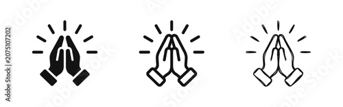 Canvas Print Praying hands icon set, faith, religion, gratitude, hope