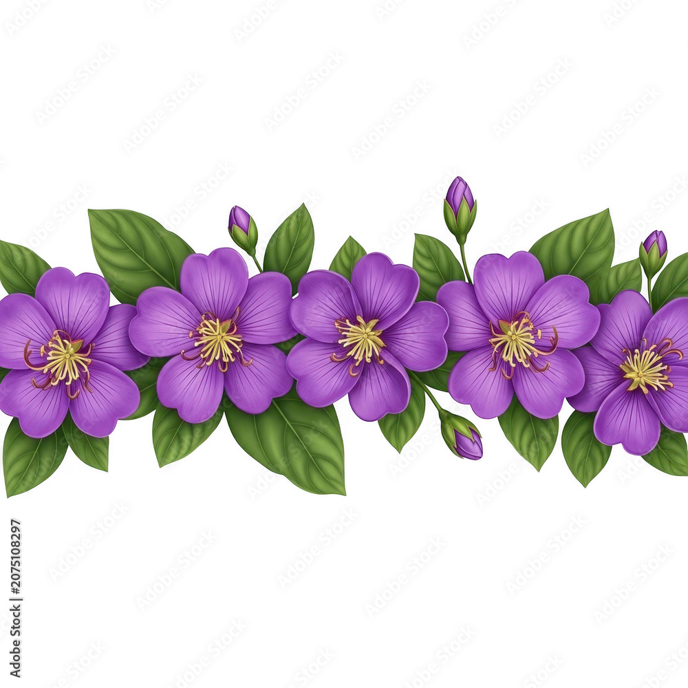 Obraz premium A row of vibrant purple wisteria flowers in full bloom