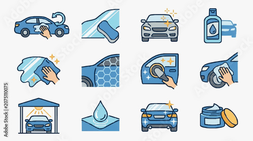 Car Maintenance and Repair Process Illustration.