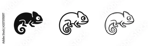 Fototapeta na wymiar Chameleon Animal Icon Set, Exotic Reptile Symbols
