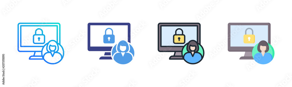 Fototapeta premium User Access Icon Set Multiple Style Collection