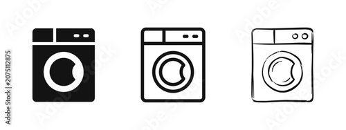 Fotografi Washing machine icon set, home laundry appliance symbol