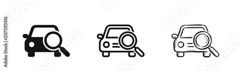 Bilde på lerret Car inspection and maintenance icons in glyph, outline, and sketch style