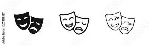 Foto Theater masks icon set, comedy and tragedy symbols