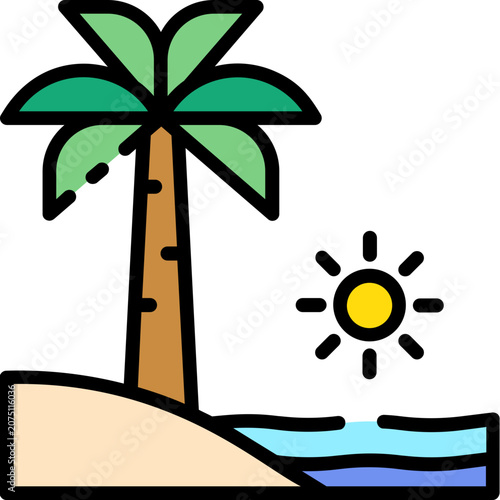 Palm Tree Beach Flat Icon
