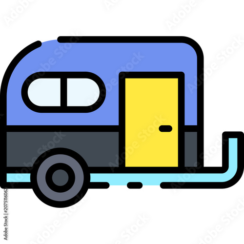 Camping Trailer Caravan Flat Icon