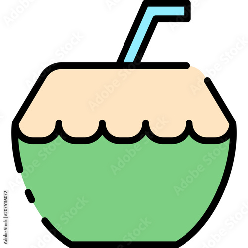Fresh Coconut Drink Flat Icon